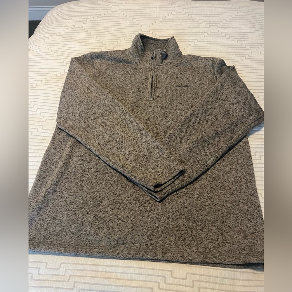 Eddie Bauer Men's 1/4 Zip Up Gray Fleece - XLTall